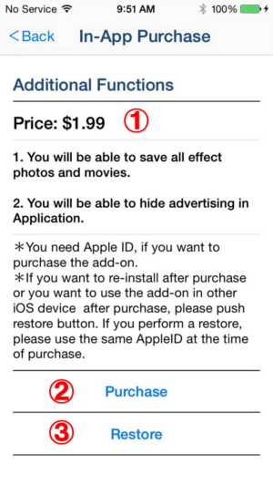 In-App Purchase Screen