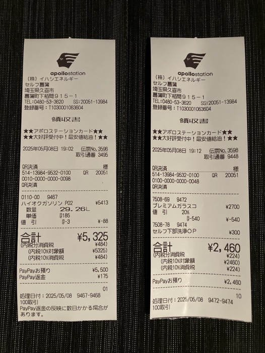 給油と洗車しました