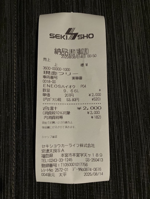 給油⛽️ ¥2,000