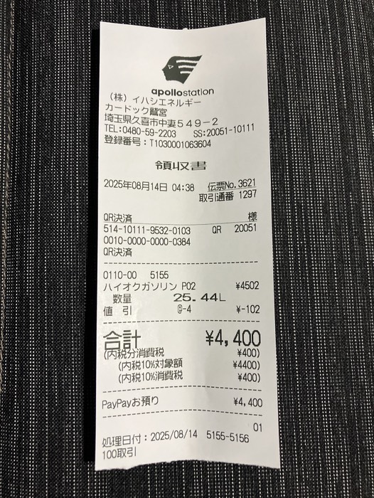 給油⛽️ ¥4,400