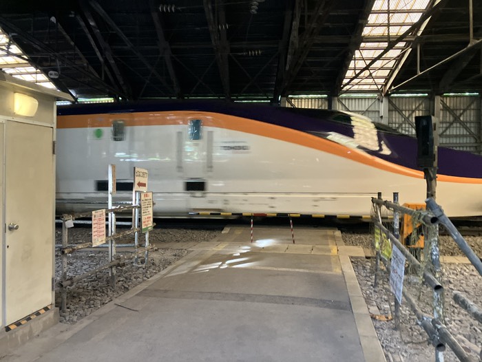 踏切を通過する新幹線も見れました