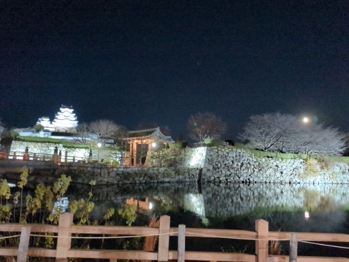 姫路城と満月